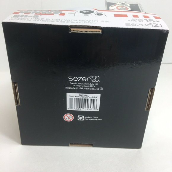 Disney Star Wars BB-8 Stylized 7" Droid Plush With Enamel Pin Collectible New - Picture 7 of 12